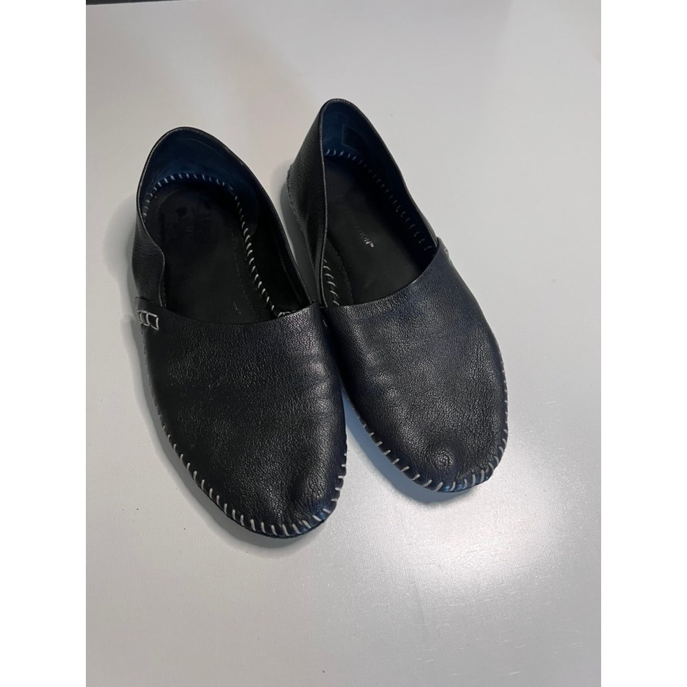 BCBGeneration Black Leather Whipstitch Slip On Loafers Flats Womens 5.5‎ B 35.5